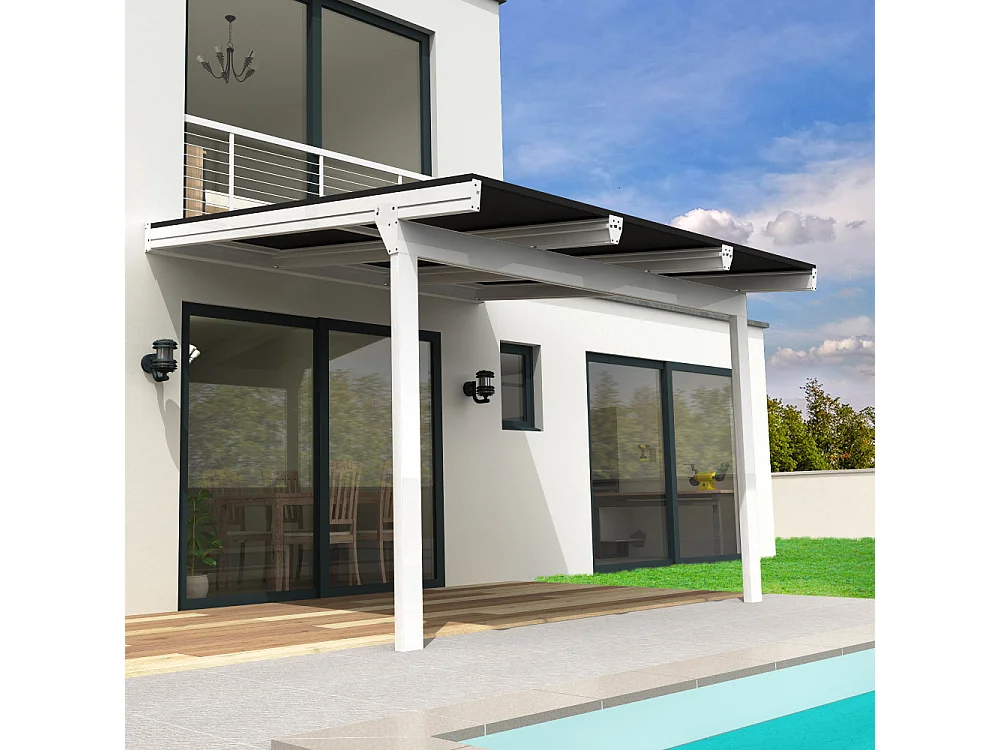 Pérgola tettoia fotovoltaica CORNALINE 5,74x3,95m 10 pannelli (Grigio antracite RAL 7016)