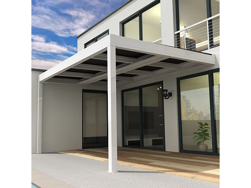 Pergola solaire photovoltaïque HELIOLITE 6,934x3,999m 12 panneaux (Gris anthracite RAL 7016)