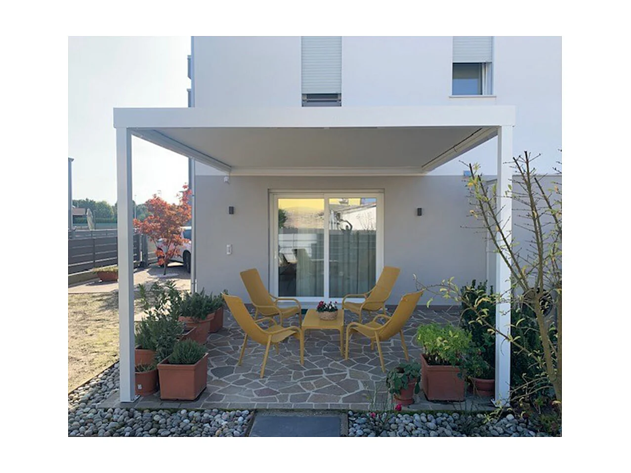 Pergola bioclimatique LOLITE 4,00x4,088 m Vérin à Télécommande - Gris