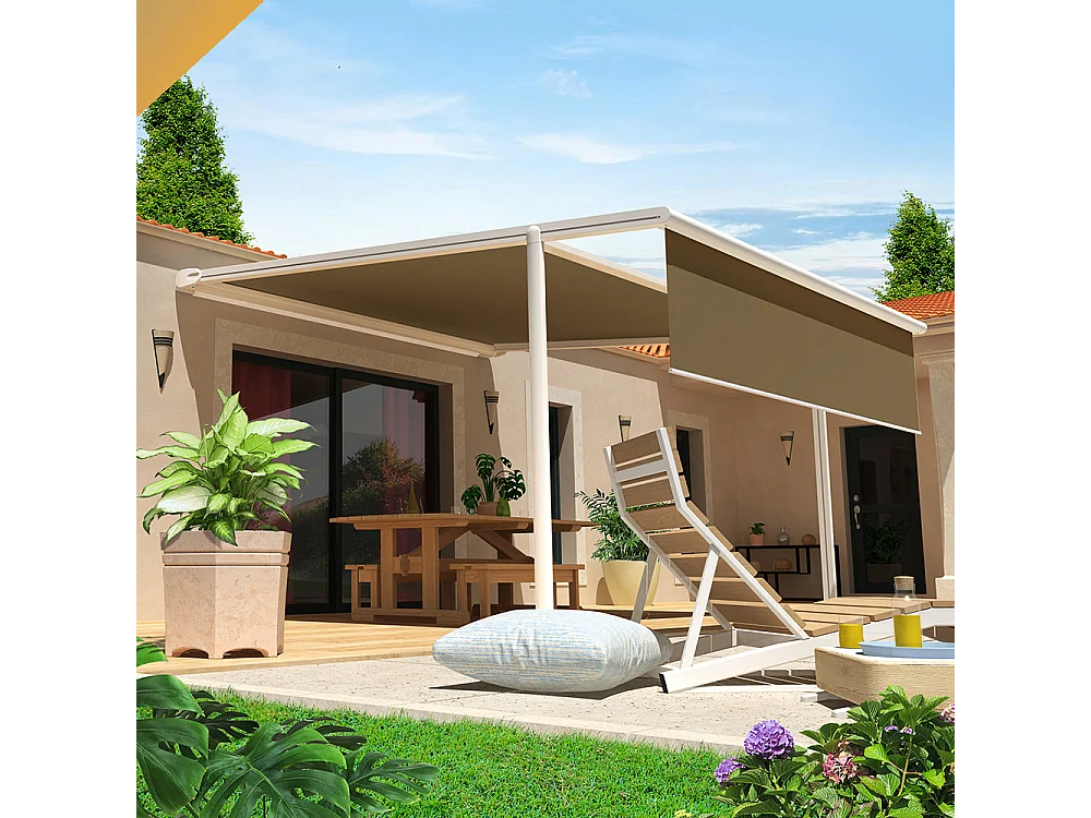 Pergola tela retrattile PYRITE 4,00x4,00 m Motorizzato + Emergenza + LED - Bianco - Talpa