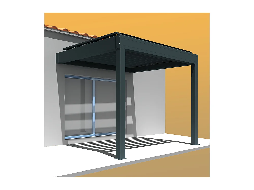 Pergola bioclimatique LOLITE 4,00x4,613 m Vérin à Télécommande - Gris