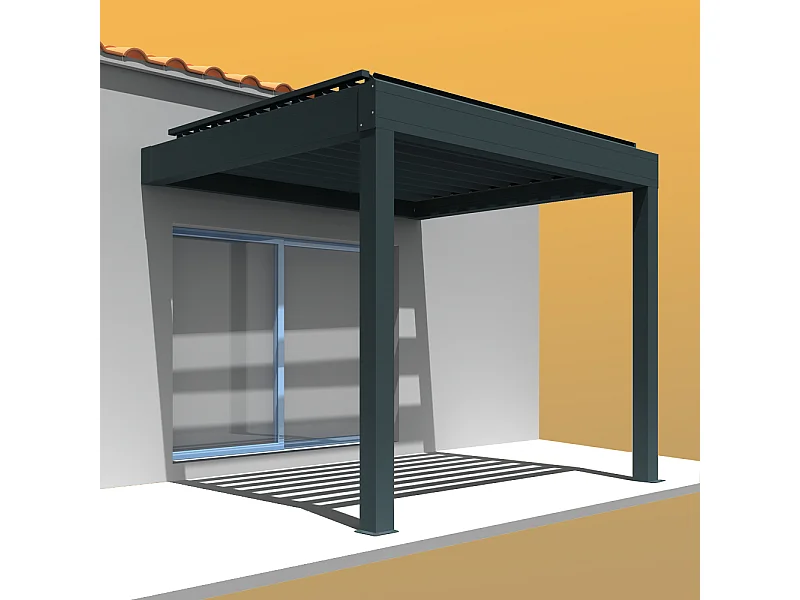 Pergola bioclimatique LOLITE 4,00x4,613 m Vérin à Télécommande - Gris
