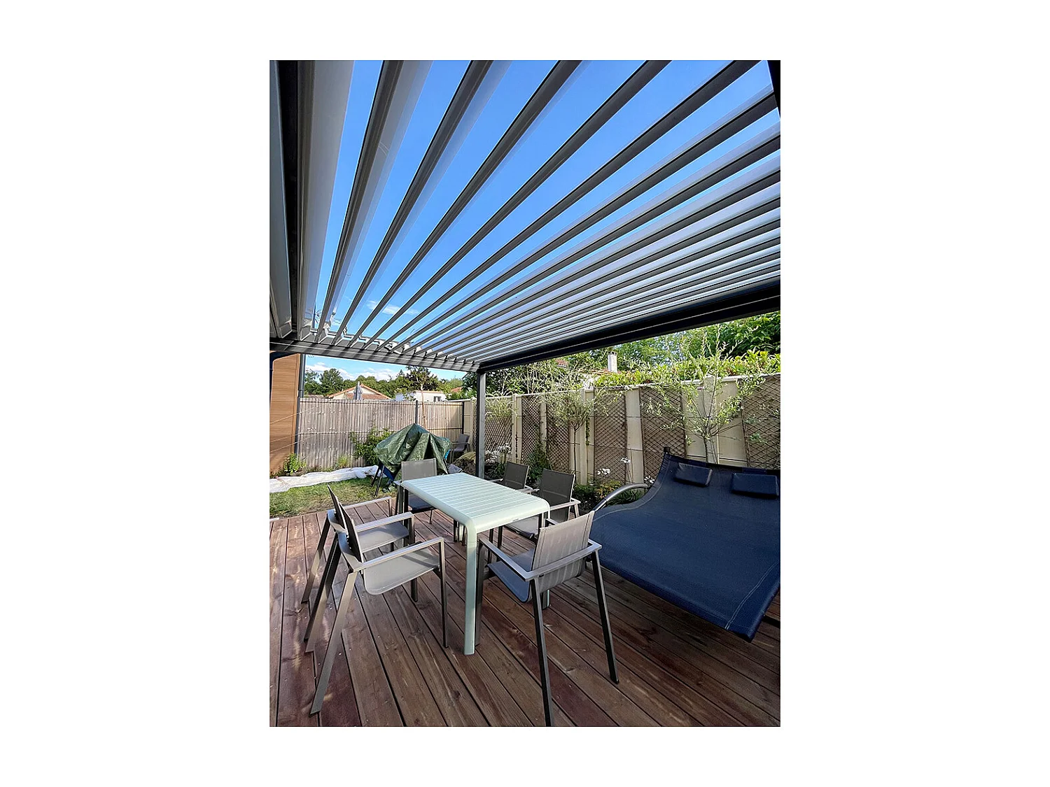 Pergola bioclimatique SPINELLE 4,50x6,037 m Double vérin à Télécommande - Gris
