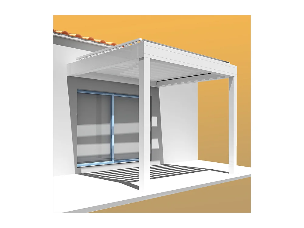 Pergola bioclimatique LOLITE 4,00x4,088 m Vérin à Télécommande - Blanc