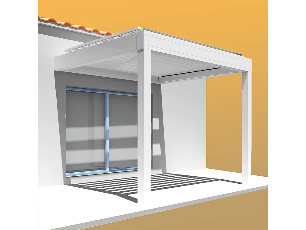 Pergola bioclimatica LOLITE 4,00x4,088 m Cilindro a Telecomando - Bianco