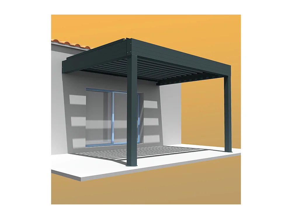 Pergola bioclimatique SPINELLE 4,50x4,987 m Double vérin à Télécommande - Gris