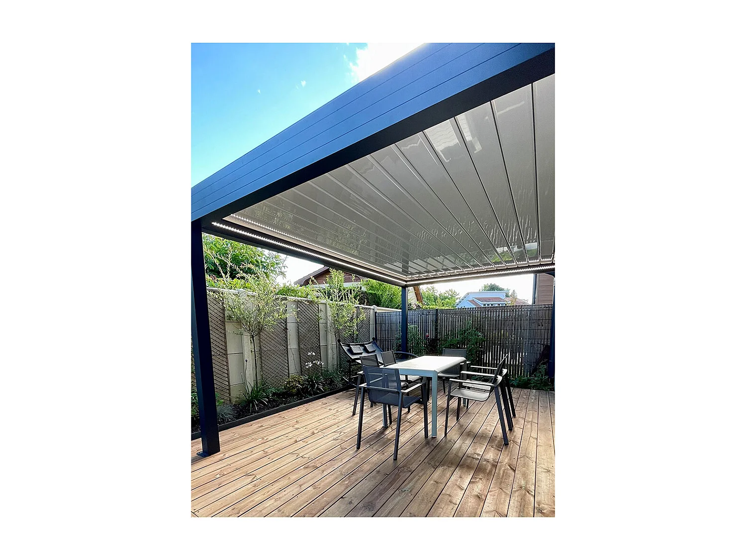 Pergola bioclimatique SPINELLE 4,50x4,987 m Double vérin à Télécommande - Gris