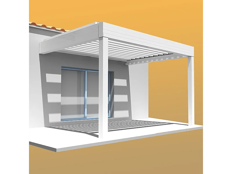 Pergola bioclimatique SPINELLE 4,50x4,987 m Double vérin à Télécommande - Blanc