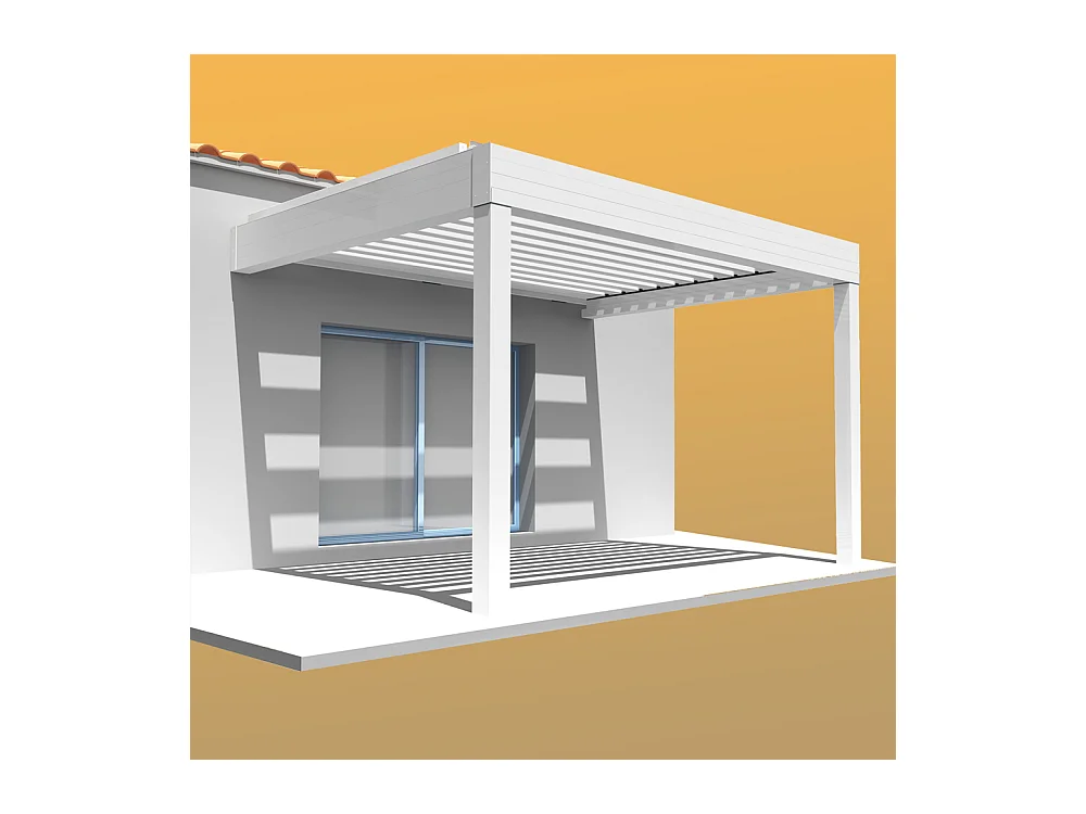 Pergola bioclimatique SPINELLE 4,50x4,987 m Double vérin à Télécommande - Blanc