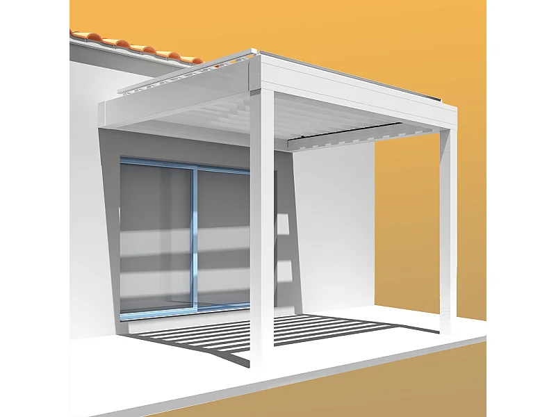 Pergola bioclimatique LOLITE 4,00x4,613 m Vérin à Télécommande - Blanc