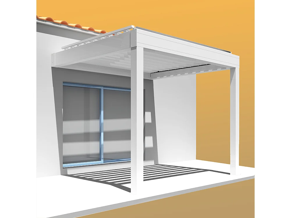 Pergola bioclimatique LOLITE 4,00x4,613 m Vérin à Télécommande - Blanc