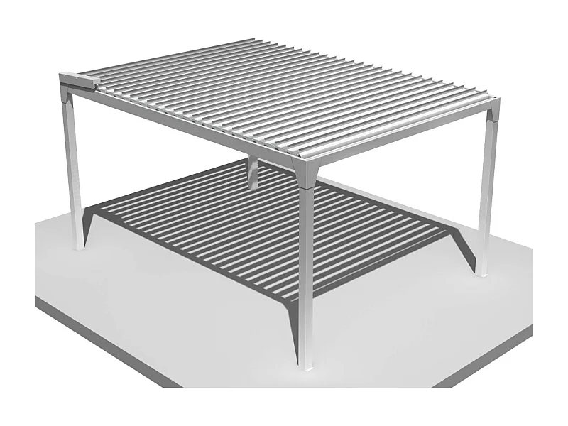 Pergola bioclimatique autoportée BERYL 3,50x4,00 m Vérin à Télécommande - Blanc