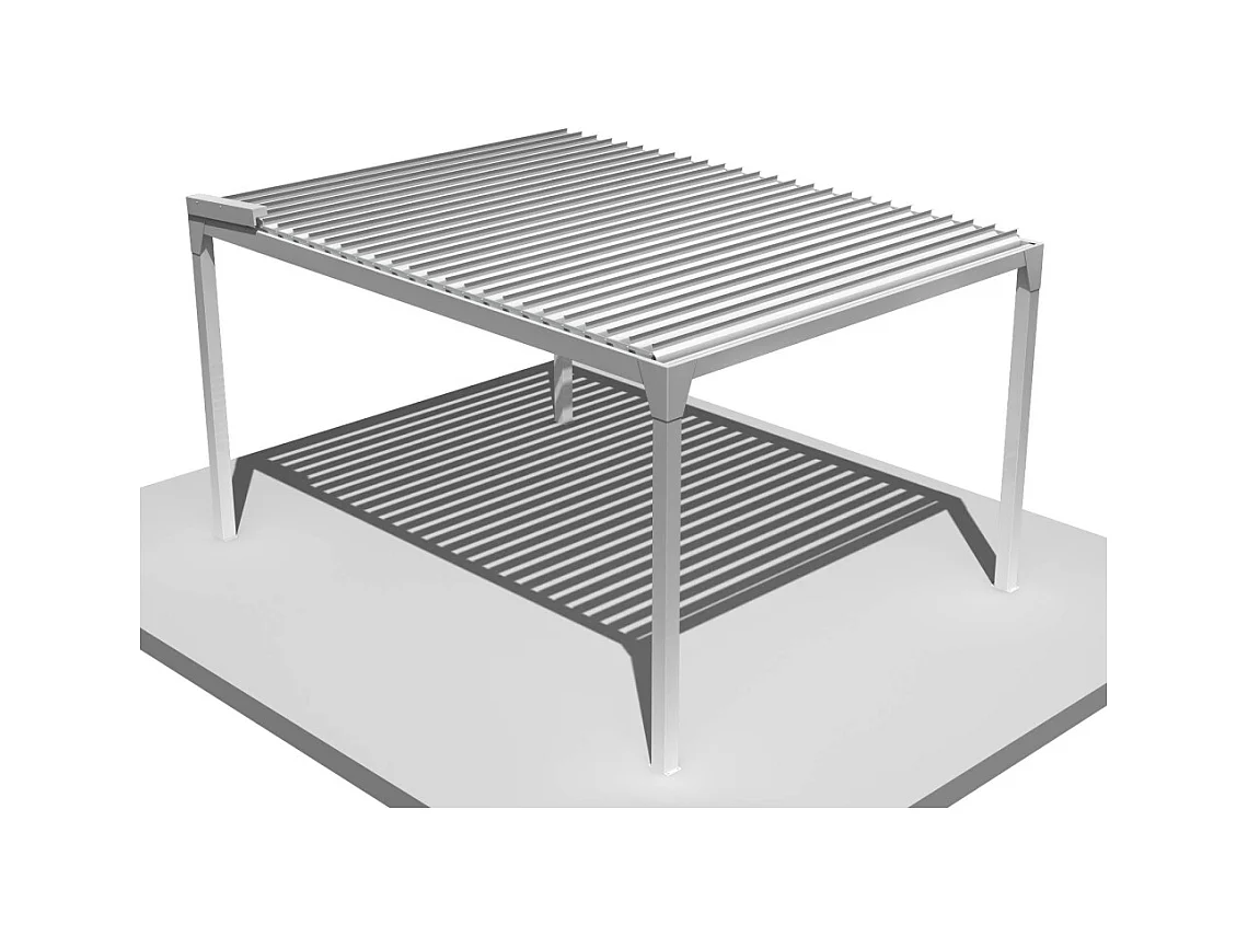 Pergola bioclimatique autoportée BERYL 3,50x4,00 m Vérin à Télécommande - Blanc