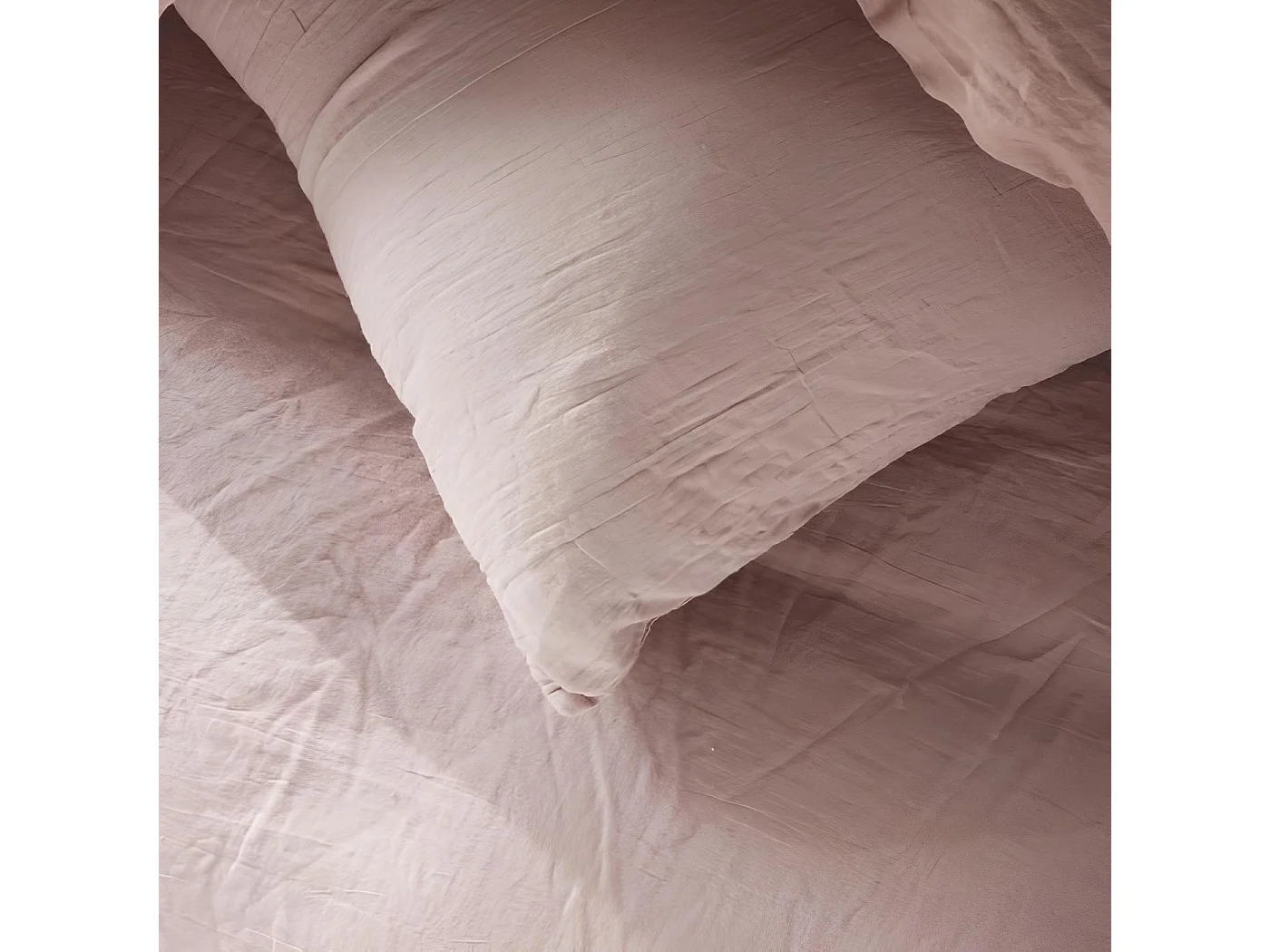 Parure de lit 2 personnes gaze de coton unie 260x240 cm, Coloris Rose des Sables, Today