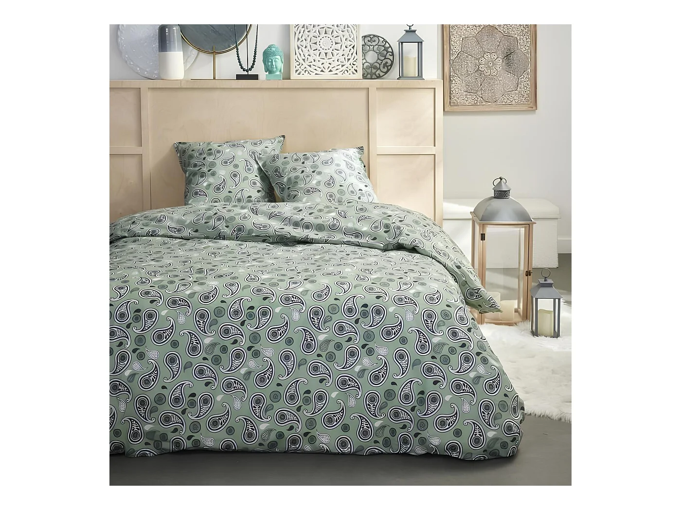 Parure de lit 2 personnes 100% coton imprimé 240x260 cm, Sunshine, Today