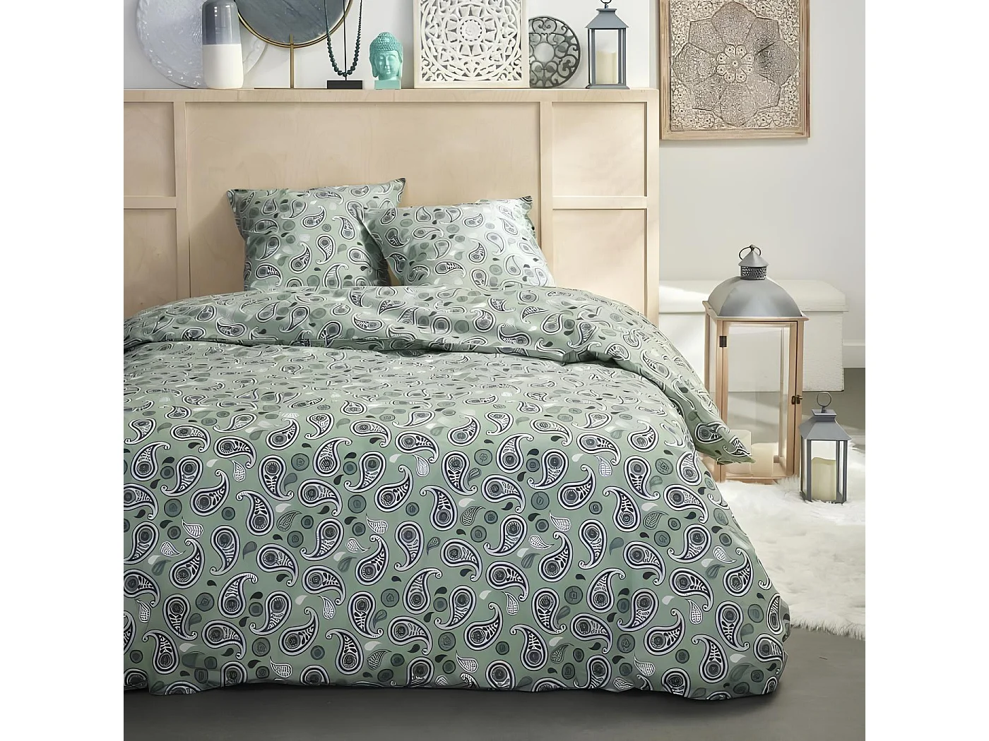 Parure de lit 2 personnes 100% coton imprimé 240x260 cm, Sunshine, Today