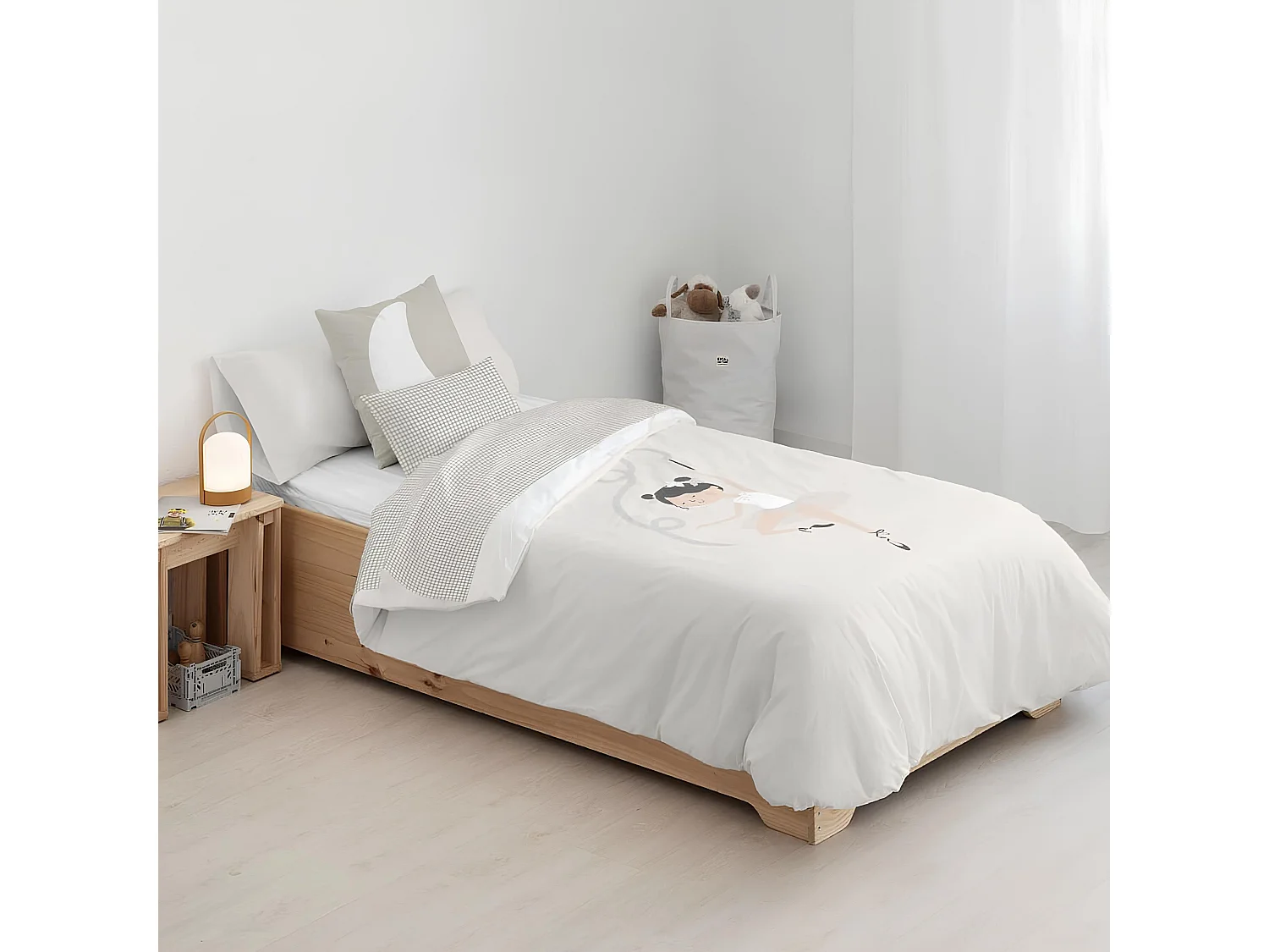 Housse de couette en coton beige 180x220 cm, Kids&Cotton Chay