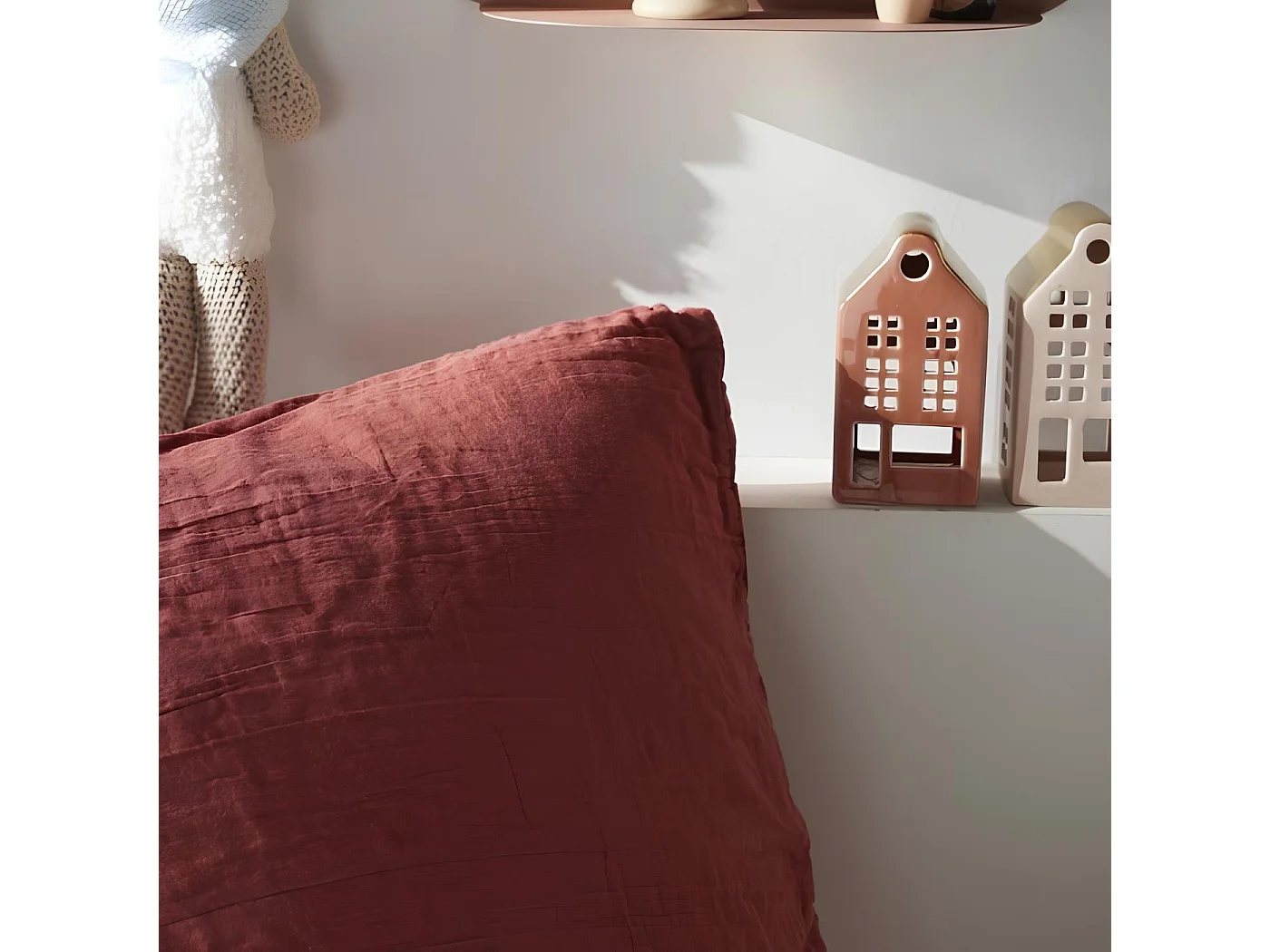 Parure de lit 2 personnes gaze de coton unie 240x220 cm, Coloris Terracotta, Today