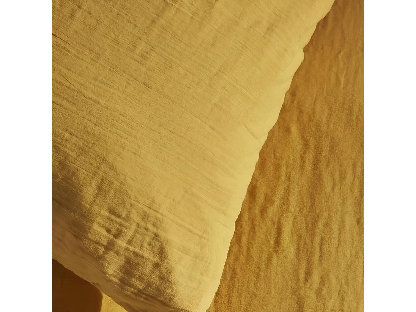 Parure de lit 2 personnes gaze de coton unie 240x220 cm, Coloris Ocre, Today