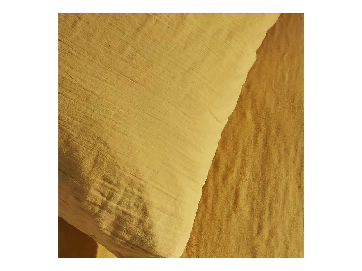 Parure de lit 2 personnes gaze de coton unie 240x220 cm, Coloris Ocre, Today
