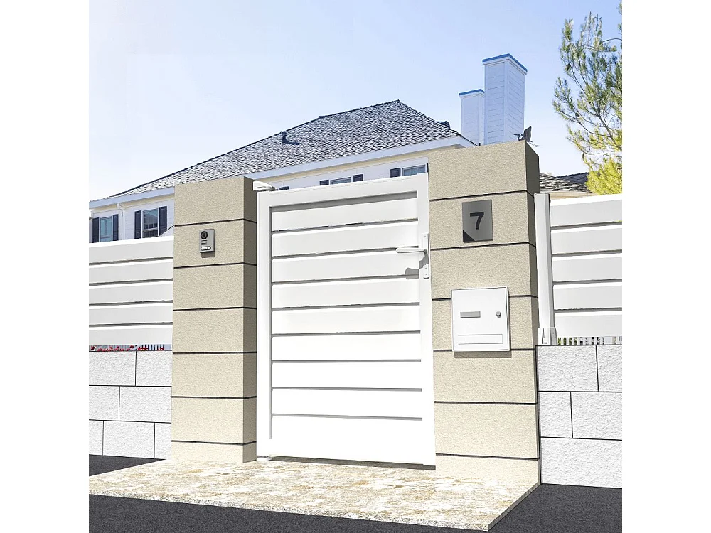 Cancello pedonale privacy L 1000 x H 1707 mm - Bianco brillante RAL9010