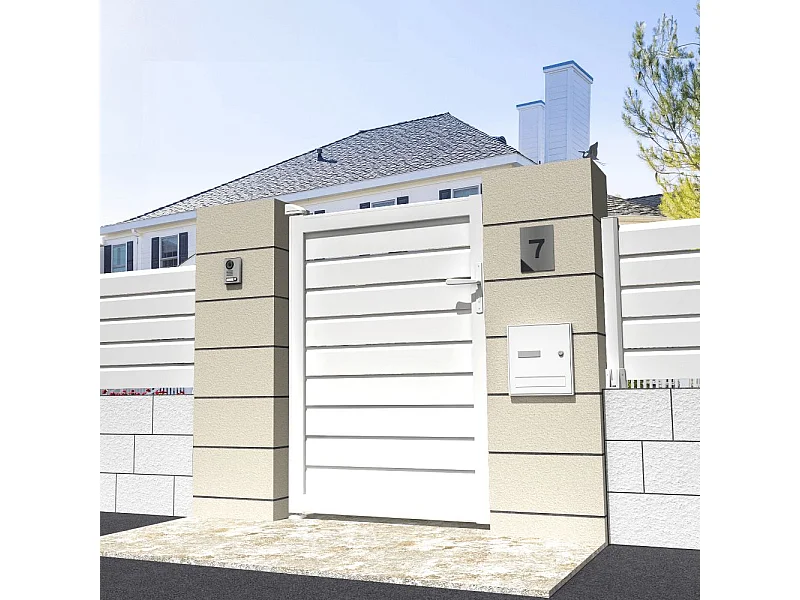 Cancello pedonale privacy L 1000 x H 1707 mm - Bianco brillante RAL9010