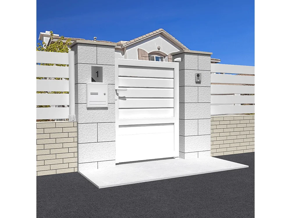 Portillon mixte L 1000 x H 1895 mm - Blanc satiné RAL9010