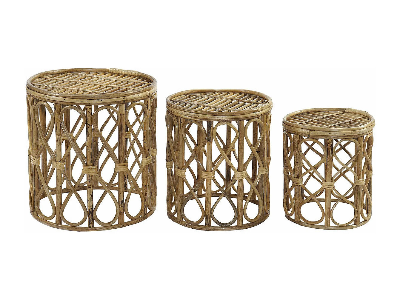 Set aus 3 Tischen aus natürlichem Weidenholz DKD Home Decor - Eleganz und Vielseitigkeit für Ihr Interieur