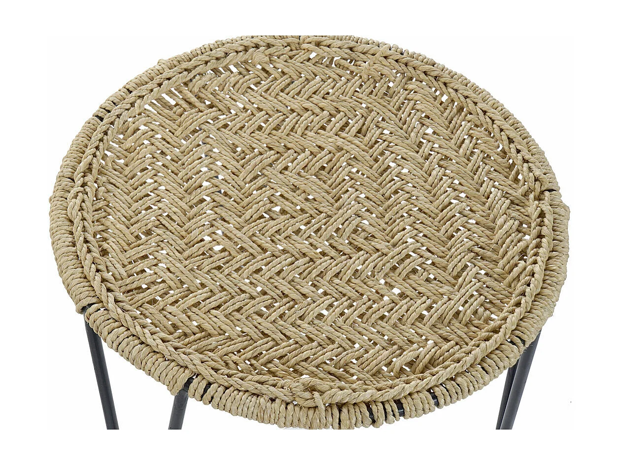 Jeu de 3 tables DKD Home Decor Marron Noir Naturel Métal Corde 62 x 62 x 40 cm