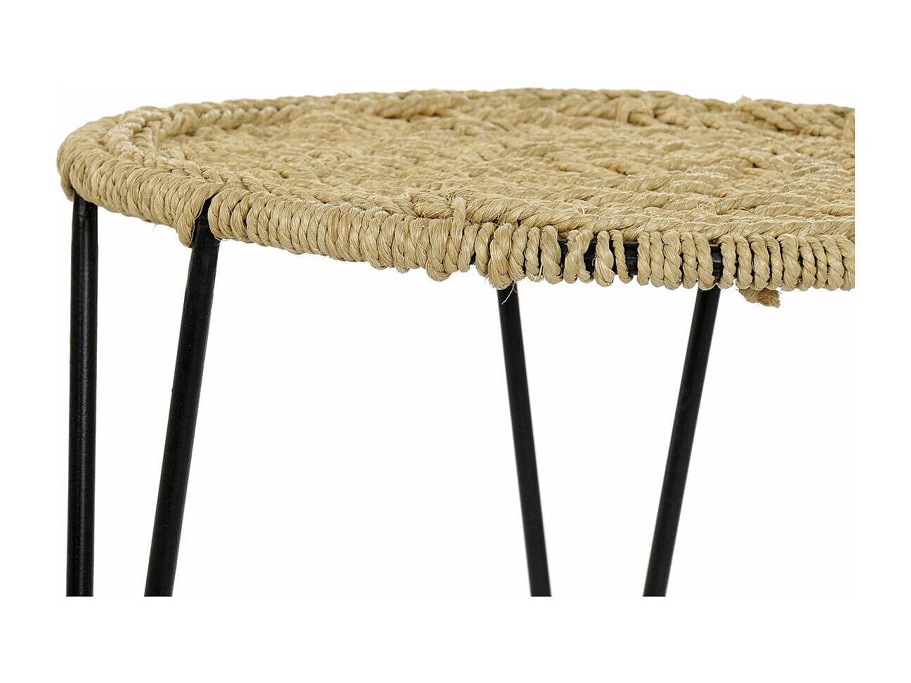 Jeu de 3 tables DKD Home Decor Marron Noir Naturel Métal Corde 62 x 62 x 40 cm