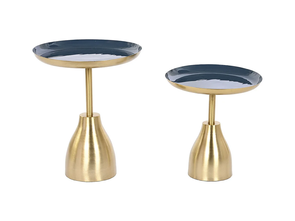 Jeu de 2 tables Home ESPRIT Bleu Doré 40,5 x 40,5 x 48 cm DKD home décor