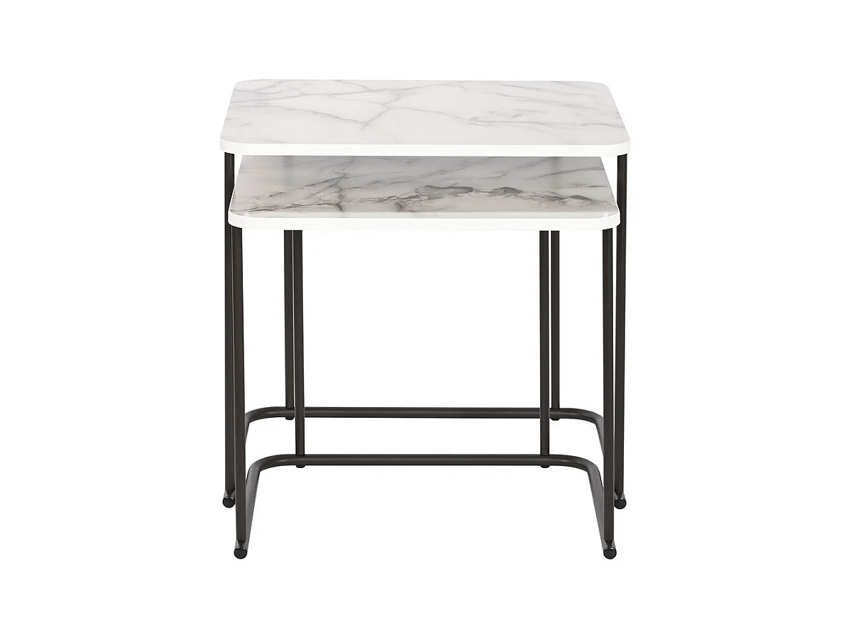 Jeu de 2 tables DKD Home Decor Blanc Noir Métal Bois MDF 51 x 43 x 49 cm