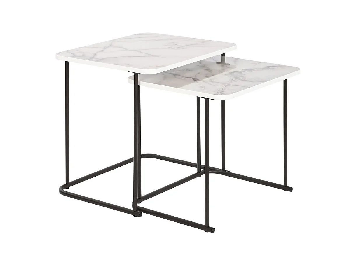 Jeu de 2 tables DKD Home Decor Blanc Noir Métal Bois MDF 51 x 43 x 49 cm