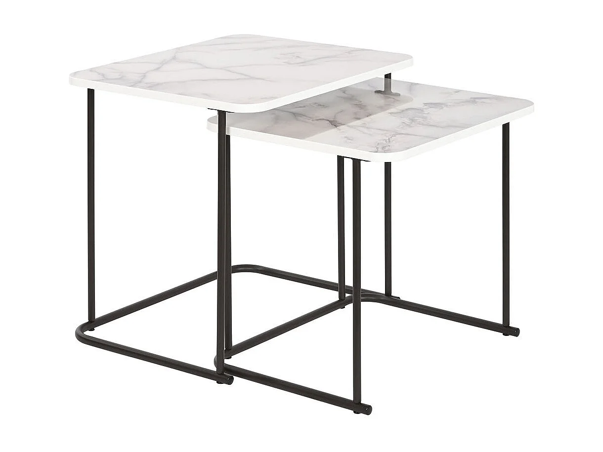 Jeu de 2 tables DKD Home Decor Blanc Noir Métal Bois MDF 51 x 43 x 49 cm