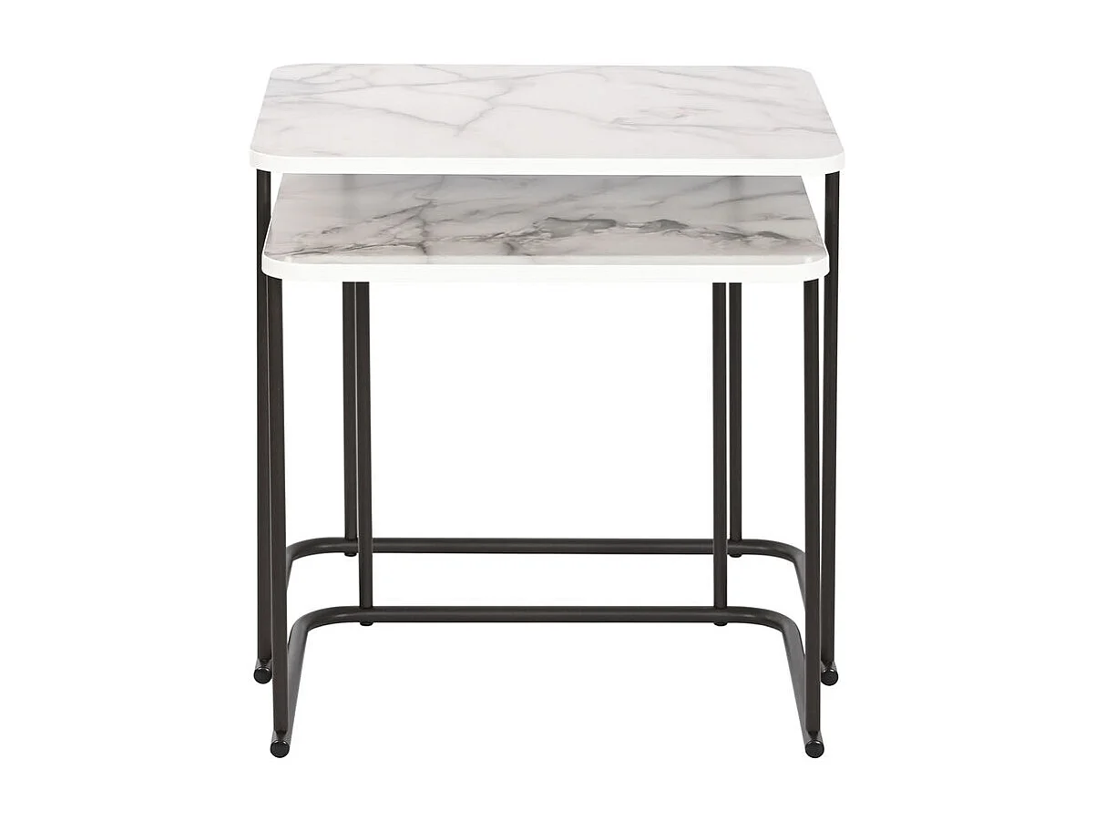 Jeu de 2 tables DKD Home Decor Blanc Noir Métal Bois MDF 51 x 43 x 49 cm