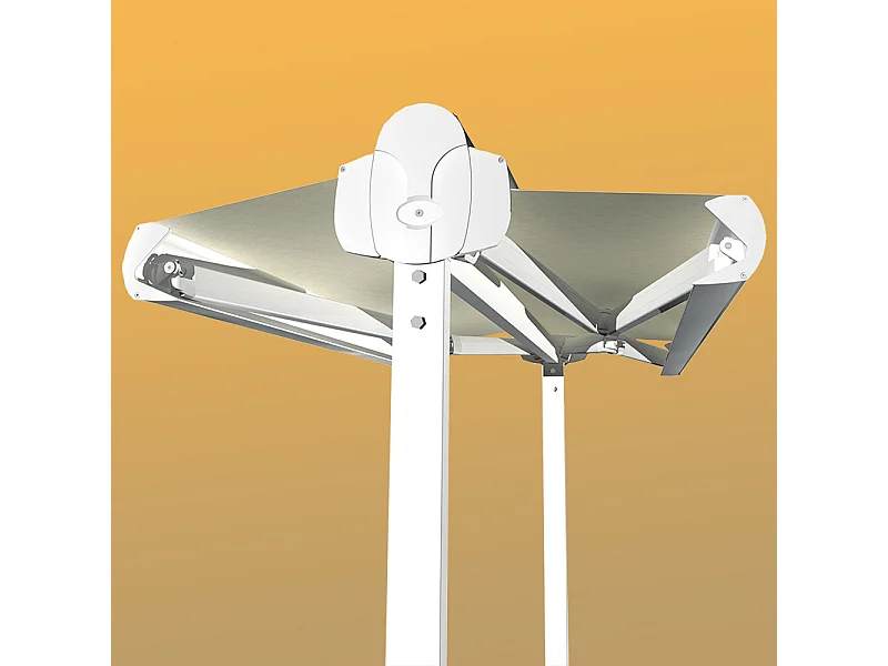 Store double pente ENARGITE 4,00x2x3,00 m Manuelle - Blanc - Écru