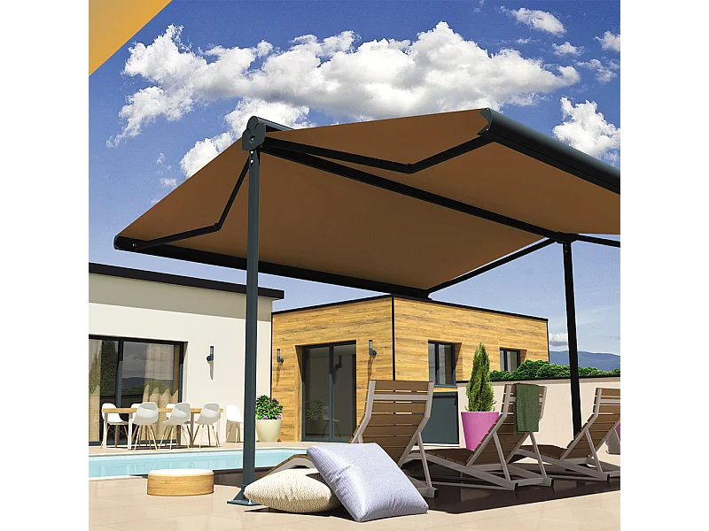 Tenda doppia pendenza ENARGITE 4,00x2x3,00 m Motorizzato a Telecomando - Grigio - Talpa