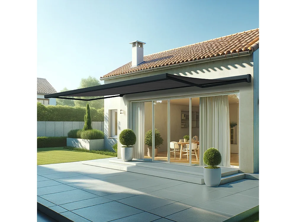 Tenda cassonetto SOA 6,00x3,50 m Motorizzato + Emergenza + LED - Grigio - Grigio