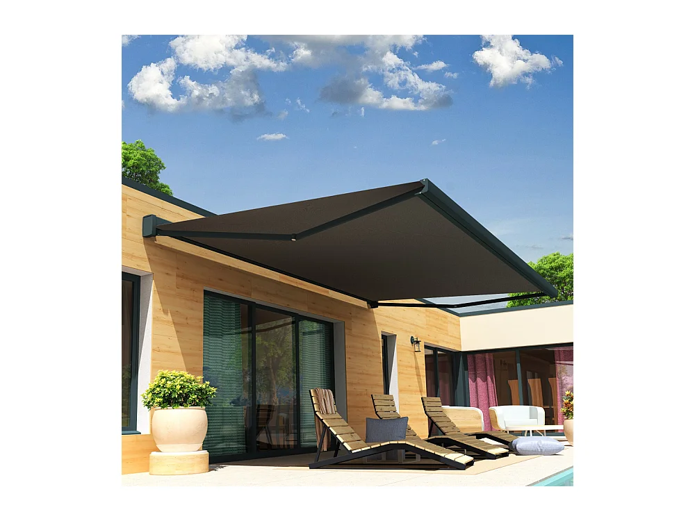 Store banne coffre SOA 5,00x3,50 m Manuelle - Gris - Gris