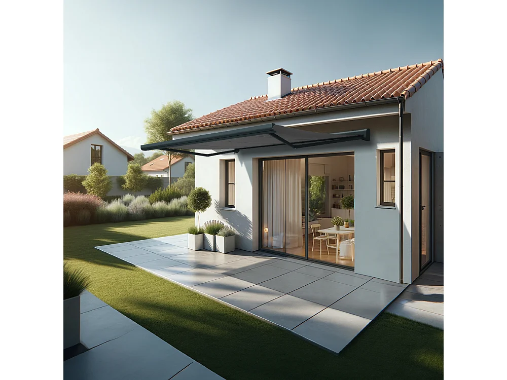 Store banne coffre CELESTE 4,00x3,00 m Manuelle - Gris - Gris