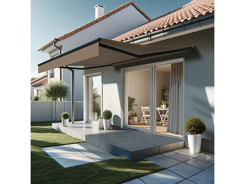 Store loggia DIONEA 4,00x3,00 m Manuelle - Gris - Taupe