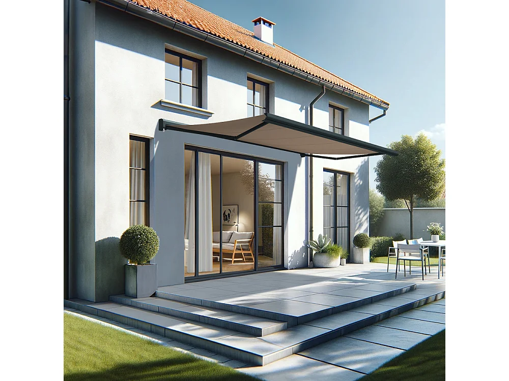 Tenda cassonetto CELESTE 5,00x3,00 m Motorizzato + Emergenza + LED - Grigio - Talpa