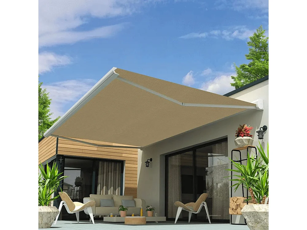 Tenda cassonetto CELESTE 5,00x3,00 m Motorizzato + Emergenza - Bianco - Beige