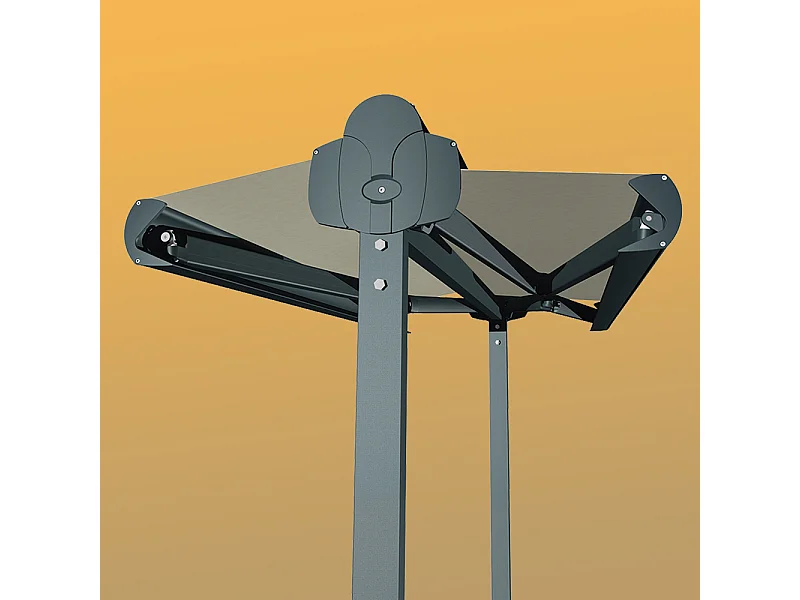 Store double pente ENARGITE 6,00x2x3,00 m Motorisé à Télécommande - Gris - Écru