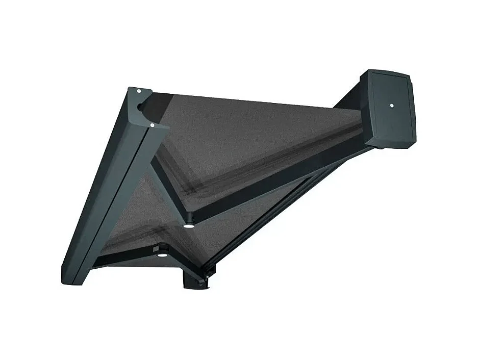Store banne coffre SOA 5,00x3,50 m Motorisé Secours à Télécommande - Gris - Gris