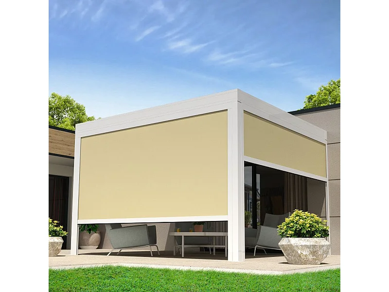 Store vertical pour pergola LOLITE et HELIOLITE 3,00x2,50 m Motorisé - Blanc - Écru