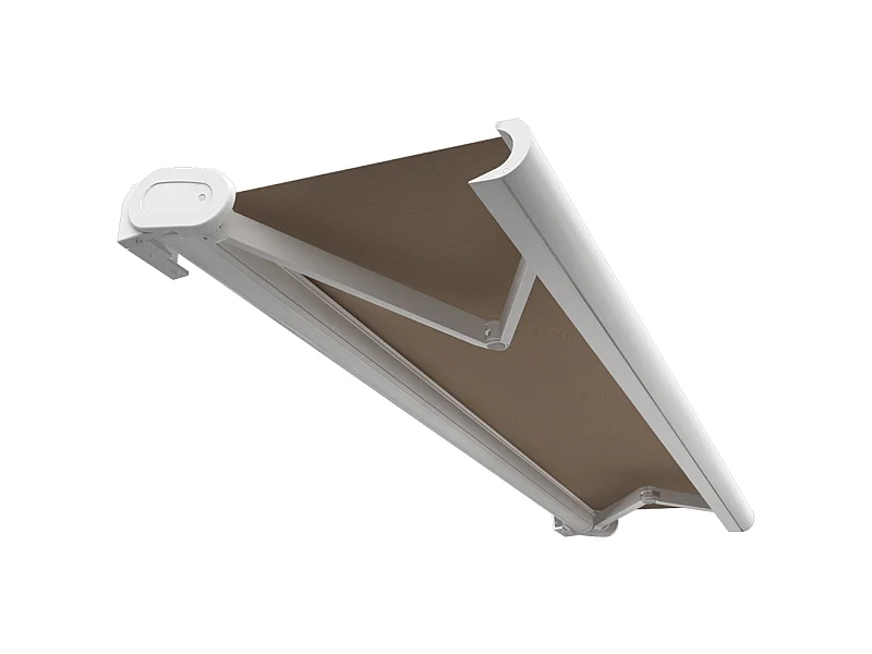 Store banne coffre HEVOA 5,00x3,50 m Manuelle - Blanc - Taupe