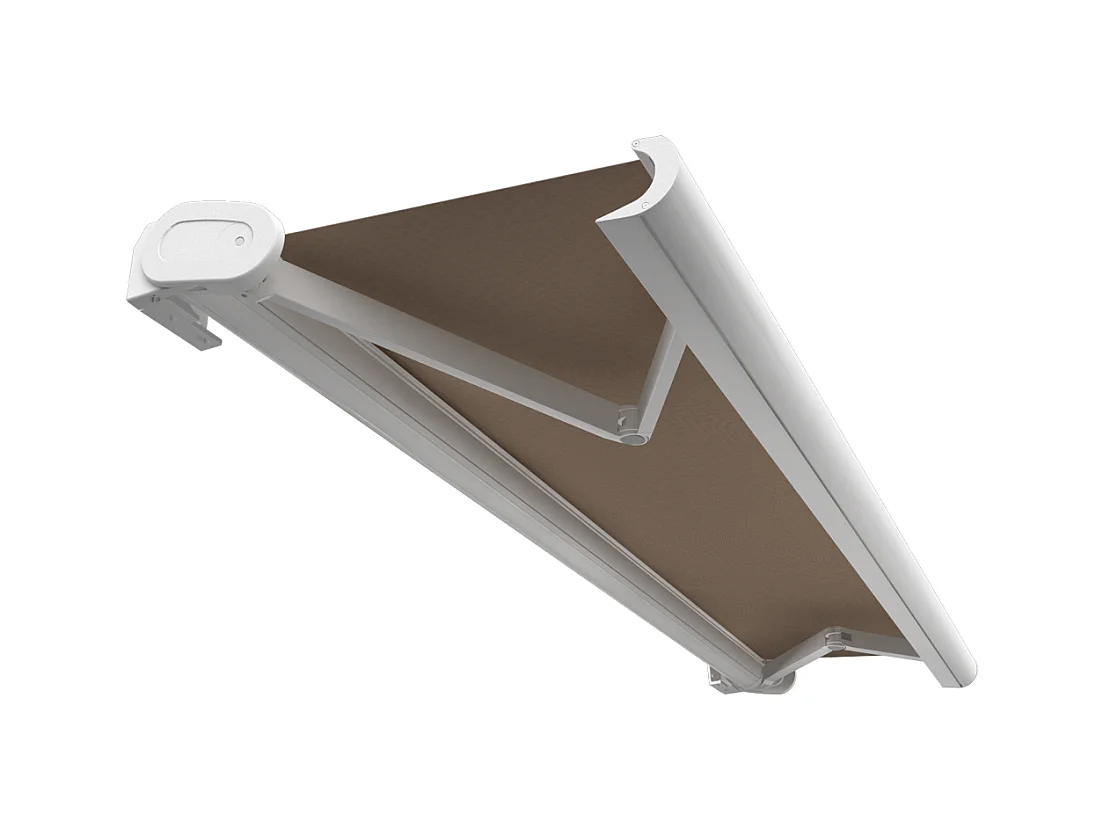 Store banne coffre HEVOA 4,00x3,00 m Manuelle - Blanc - Taupe