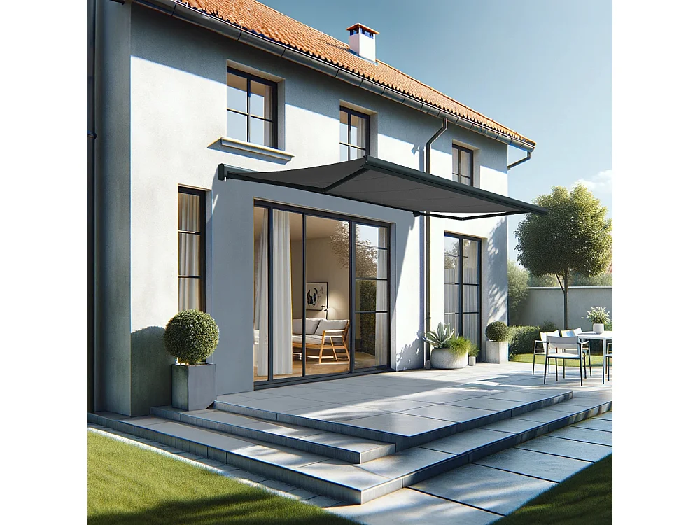 Store banne coffre CELESTE 5,00x3,00 m Manuelle - Gris - Gris