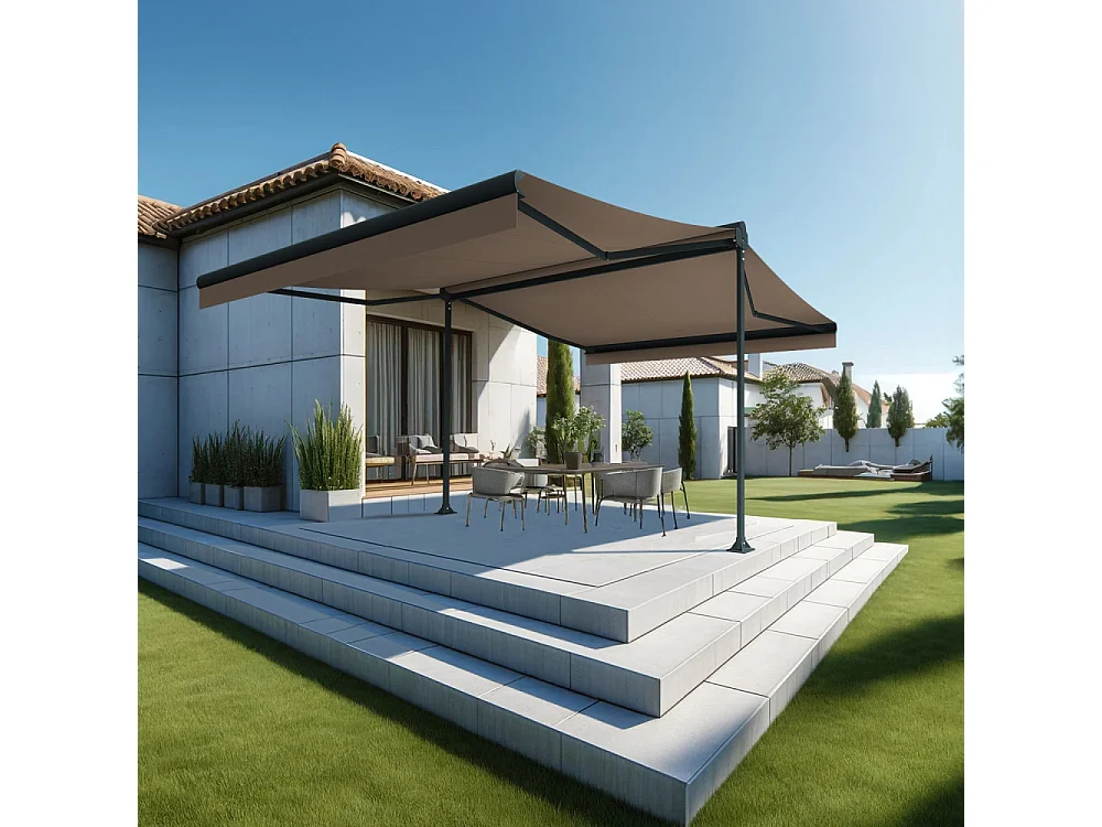 Store double pente ENARGITE 4,00x2x3,00 m Manuelle - Gris - Taupe